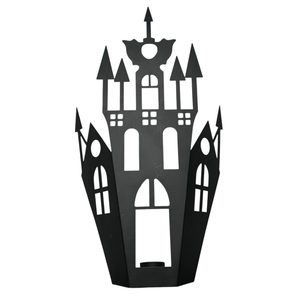 Black Metal Gothic Academy Haunted House Tealight Candle Holder Halloween Decor